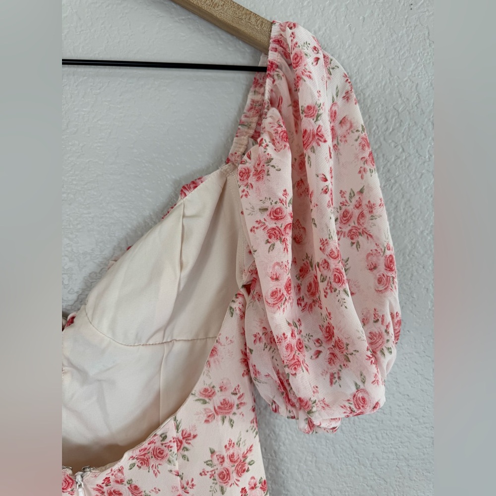 Revolve More To Come Sherrie Puff Sleeve Pink Floral Mini Dress size XS $78 - Picture 10 of 16